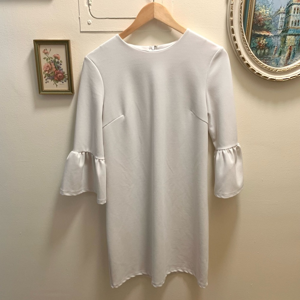 Bridal Shower She & Sky White Dress Long Sleeve Ruffle